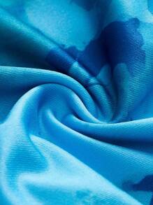 Firerie 优雅度假垂坠领口不对称下摆收腰花卉印花紧身迷你吊带背心连衣裙 - 藍色 - 查看 4