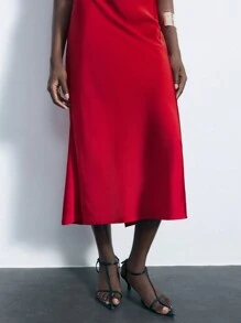 Maija 女士无袖迷人优雅红色长裙，非常适合春夏派对、节日、情人节 - 彩色 - 查看 6