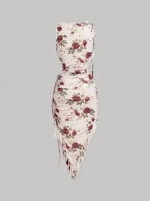 SHEIN MOD 1 chiếc váy in hoa cho nữ kèm khăn trùm đầu phù hợp - Nhiều màu - Xem 2