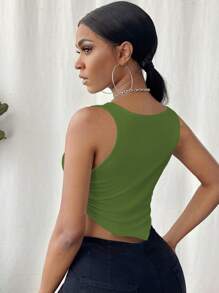 Chiquease Áo yếm đơn giản không tay, trang phục thường ngày - màu xanh lá - Xem 2