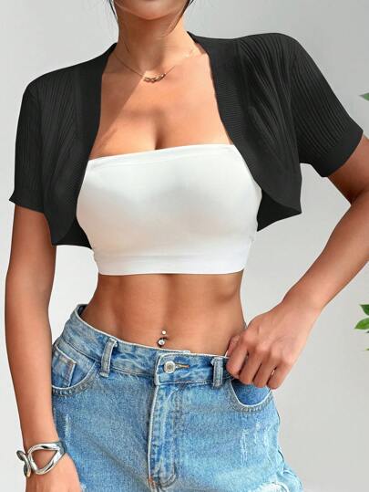 Comfortcana Plusstorlek Dam Enfärgad Nedsänkt Axel Öppen Fram Lös Kofta