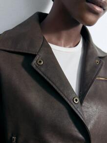 Maija Veste courte décontractée à col rabattu et manches longues unicolore pour femmes, automne/hiver