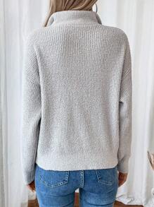 SHEIN LUNE Women's Crew Neck Long Sleeve Plain Simple Casual Knitted Sweater