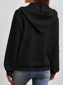 EMERY ROSE Sudadera con capucha con cordón y hombro caído en color sólido