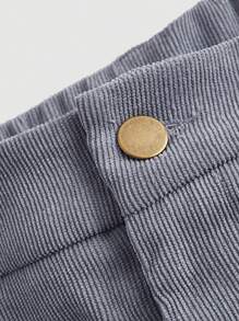 SHEIN MOD Calça Casual de Plus Size em cor sólida com design simples de bolso, Lazer Diário - Cinza - Visão 3