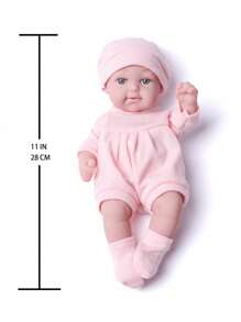 DOLL MEET 1PC Realistic Simulation Newreborn Baby Doll 11 Inches Bowknot Buuny Pattern Hat Stocking & Clothes Birthday Gift For Girl Collection House  Reborn Dolls Children Toys