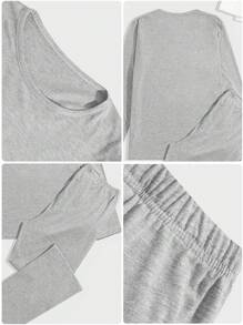 RueChic Cotton Men Bear Printed Button Neck Regular Long-Sleeve Homewear Set - Grey - View 8