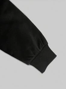 Hanorac casual pentru bărbați cu glugă cu imprimeu cu cranii și litere - Negru - Vizualizare 5