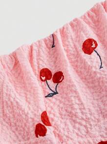 SHEIN MOD Plus Size Women's Cherry Pattern Maxi Slip Dress - Pink - View 4