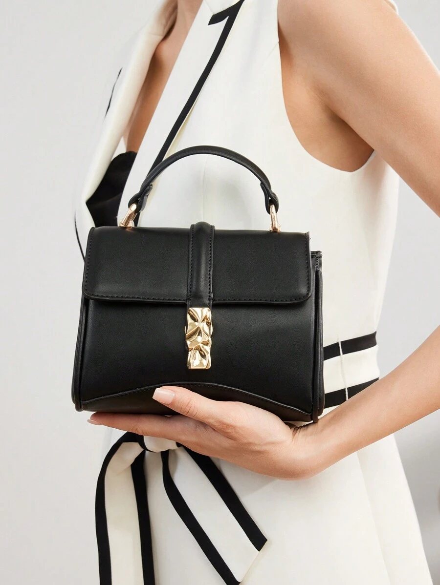 MOTF PREMIUM FASHIONABLE WOMEN PU LEATHER TOP HANDLE BAG, COMMUTE - Black - View 1