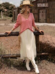 SHEIN VCAY Solid Color Button Down Long Sleeve Hollow Out Top, Casual Everyday Wear,Fall Women Clothes,Fall Women Cardigan