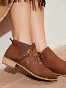 Styleloop Women'S Fashion Embroidered Ankle Boots Halloween - Brown - View 4