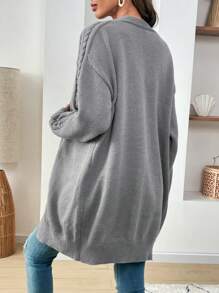 Chiquease Women's Solid Color Simple Casual Long Sleeve Cardigan Sweater - Grey - View 2