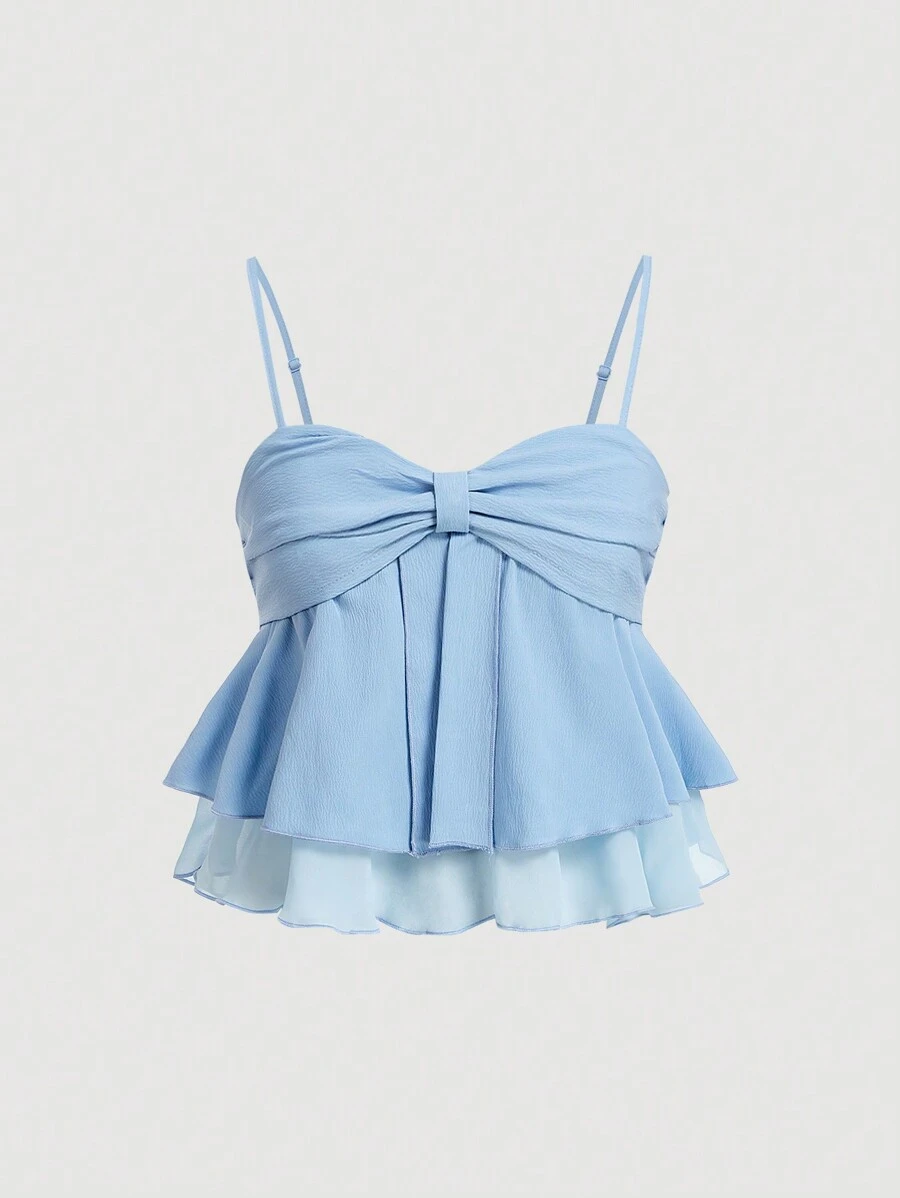 Tween Girl Sweet Ruffle Trim Camisole Tank Top, Summer