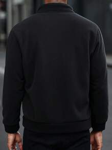 Chillumni Men's Autumn And Winter Stand Collar Loose Casual Fleece Jacket With Shake Grain, Long Sleeves