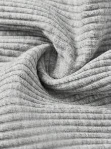 Cozy Pixies 2pcs/Set Baby Girl Solid Color Crew Neck Long Sleeve Footie Jumpsuit - Grey - View 5