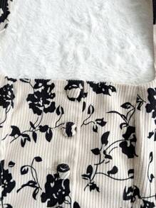 Soleia 女士复古印花露背无袖不对称下摆短款吊带背心，度假装，秋季女装，可内可外穿，感恩节，早午餐，返校节上衣，生日装 - 杏色 - 查看 5