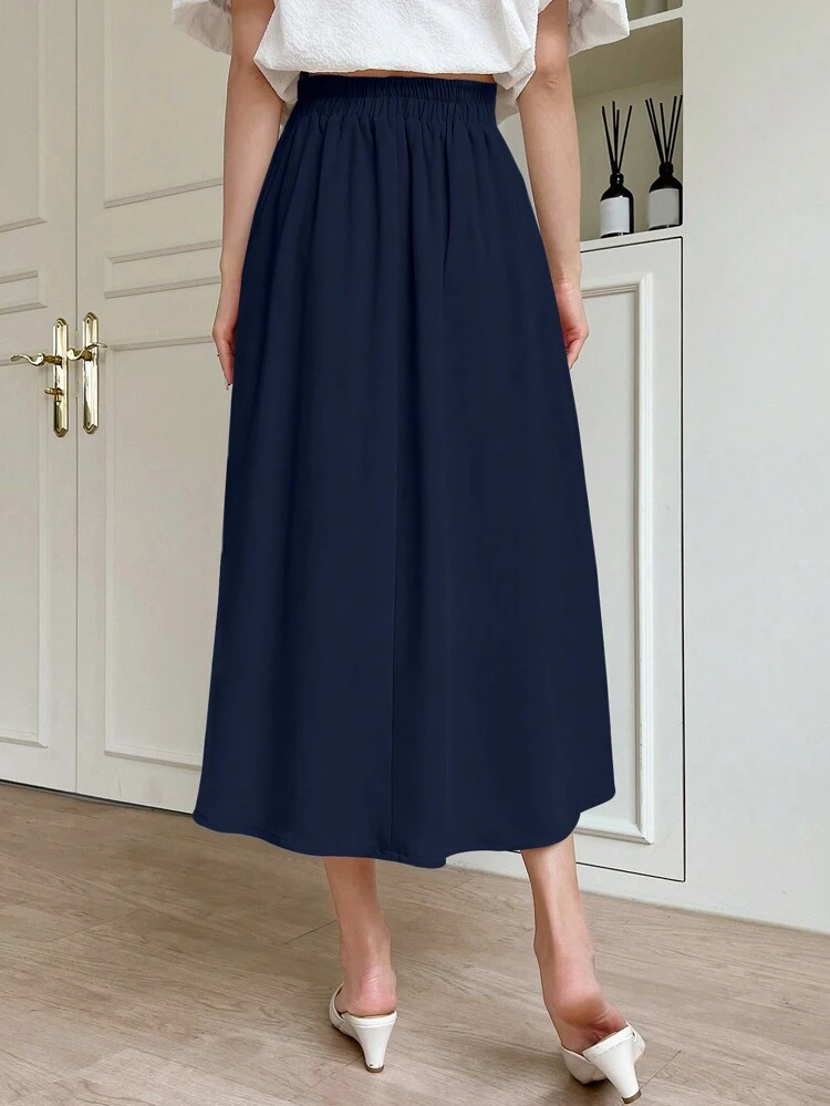 Women's Solid Color Simple Casual Mid-Length Skirt