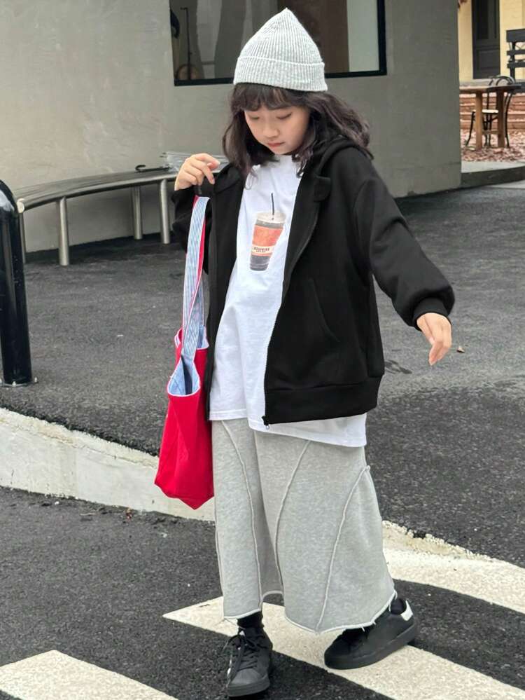 Tween Girl Solid Color Fleece Sweatshirt Fall,Winter