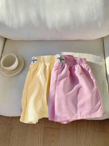 Comfortcana 2 pièces Short rayé simple, vêtements de détente décontracté - Jaune citron - Voir 4