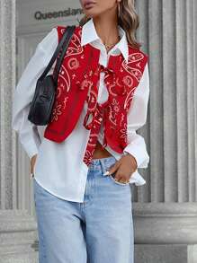 EMERY ROSE 女士时尚佩斯利印花系带夹棉外套冬季服装 - 彩色 - 查看 3