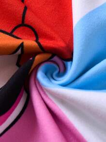 THE POWERPUFF GIRLS X SHEIN 青少年女孩卡通彩色三角形印花超大休闲短袖 T 恤，夏季 - 彩色 - 查看 4