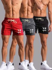 Manfinity Dauomo Men's Casual Drawstring Waist  Print Loose Shorts