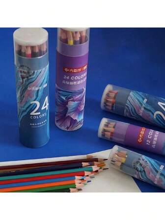 12/24/36/48 色木制彩色铅笔套装，适用于绘画、绘图、着色、美术用品、软芯油性铅笔套装、初学者礼物、返校、返校、学校用品