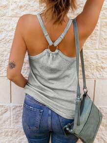 EMERY ROSE Striped Sleeveless Spaghetti Strap Tank Top