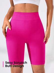 Easithlete 1 chiếc quần short tập yoga/đạp xe có độ đàn hồi cao dành cho nữ, thoáng khí và ôm sát cơ thể, thích hợp để chạy bộ, tập thể dục, đạp xe, v.v. - Hồng - Xem 2