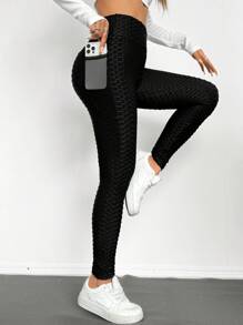 Muchica Quần legging co giãn màu trơn dành cho nữ - màu đen - Xem 2