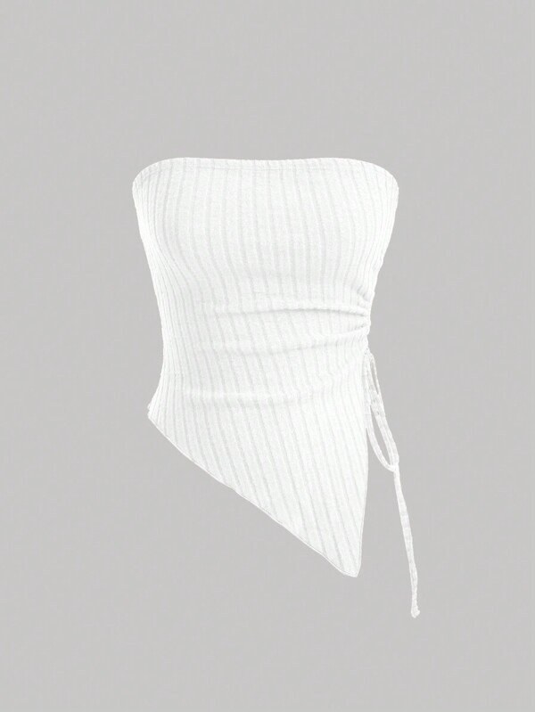 SHEIN MOD Ladies' Solid Color Asymmetrical Hem Tube Top