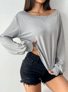 Flirla 1pc Women's Off Shoulder Sexy Long Sleeve Sweatshirt Pullover Fall Outfit