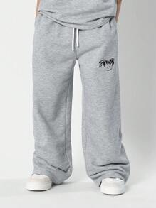 SUMWON Tween Girls Oversized Fit Drop Shoulder And Straight Fit Jogger 2 Piece Set Vacation - Light Grey - View 4
