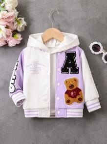 Baby Girl Warm Casual Sporty Street Fashion Bear Jacket, Fall & Winter