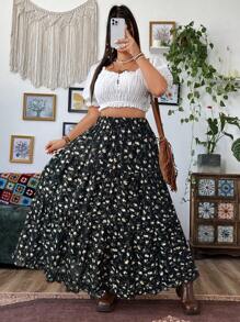 Sunspun Váy maxi in hoa thanh lịch dành cho nữ cỡ lớn, thích hợp cho kỳ nghỉ hè, đi biển, mùa thu. - Nhiều màu - Xem 3