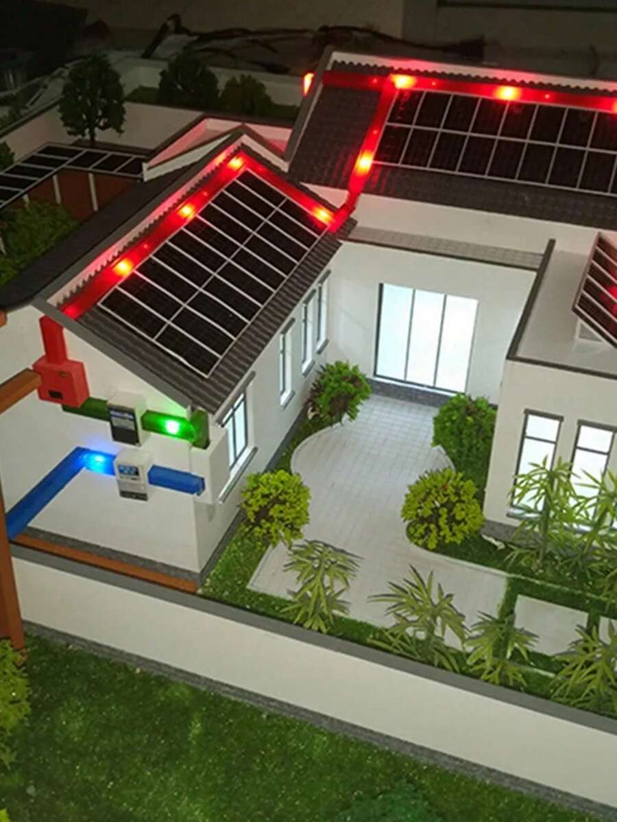 Modelos a escala 1/87 de paneles fotovoltaicos solares en miniatura para construcción de maquetas de casas de mesa de arena, materiales de diseño de escenas de kits diorama - Azul - Ver 1