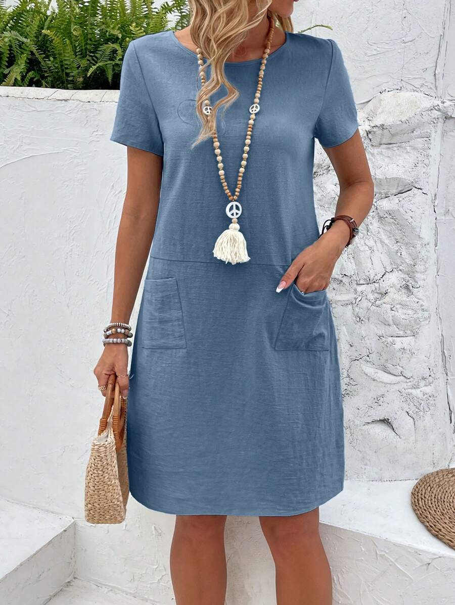 EMERY ROSE Plus Size Women's Blue Summer Dress - Blue - View 1