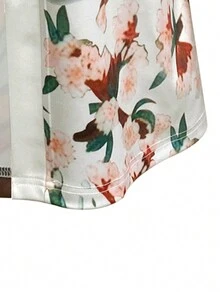Women Floral Print Splicing Mid-Long Sleeve Kimono Jacket - Multicolor - View 3