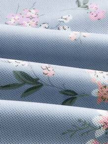 SHEIN EZwear 1件装 女士蓝色针织网眼抽绳紧身裙