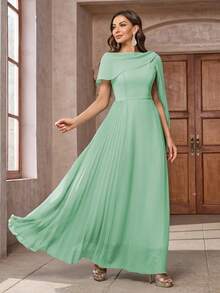 Women's Solid Color Simple Casual Long Sleeve Dress - Green - View 5