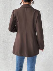 SHEIN PETITE Blazer de solapa de unicolor estilo francés