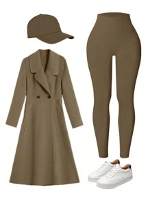 Easithlete 女式纯色高腰休闲运动紧身裤瑜伽裤 - 彩色 - 查看 5