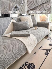 1pc Chenille Sofa Throw Pillow Cover, 3D Floral Pattern, Minimalist Surprise Style Sofa Protector, Anti-Slip Anti-Scratch, Suitable For All Seasons, Home Decor - Grey - View 1