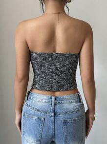 Calvaya Top corto tipo bandeau de tweed para mujer
