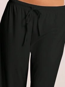 MUSERA Elasticated Waistband Straight Leg Trousers Summer Vacation Boho Chic Elegant - Black - View 5