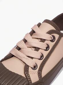 JNSQ 四季女童复古百搭粉色时尚休闲硫化鞋帆布运动鞋，开学季 - 藕粉色 - 查看 9