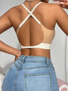 2pcs/Set Women's Solid Color Seamless Bra Underwear Set, Daily Relaxation