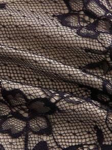 SHEIN MOD Camiseta con cuello redondo y panel de encaje, de verano - Camel - Ver 4