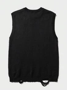 Manfinity EMRG Men's Figure Print Sleeveless Knit Tank Top Back To School Frank Ocean  Halloween Sweater